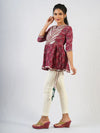 Maroon Hand Block Print Short Top with Gota Patti