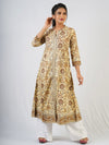 Beige Hand Block Print Kurta
