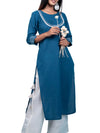 Teal Blue Plain Kurta
