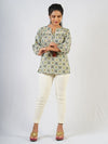 Beige Hand Block Print Tunic Short Top