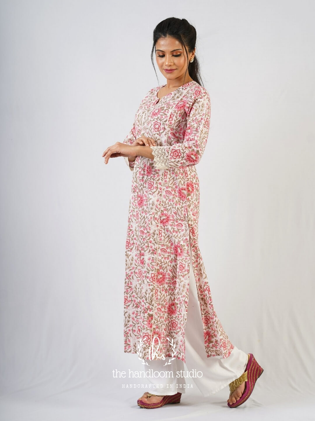 Floral handblocked printed kurta