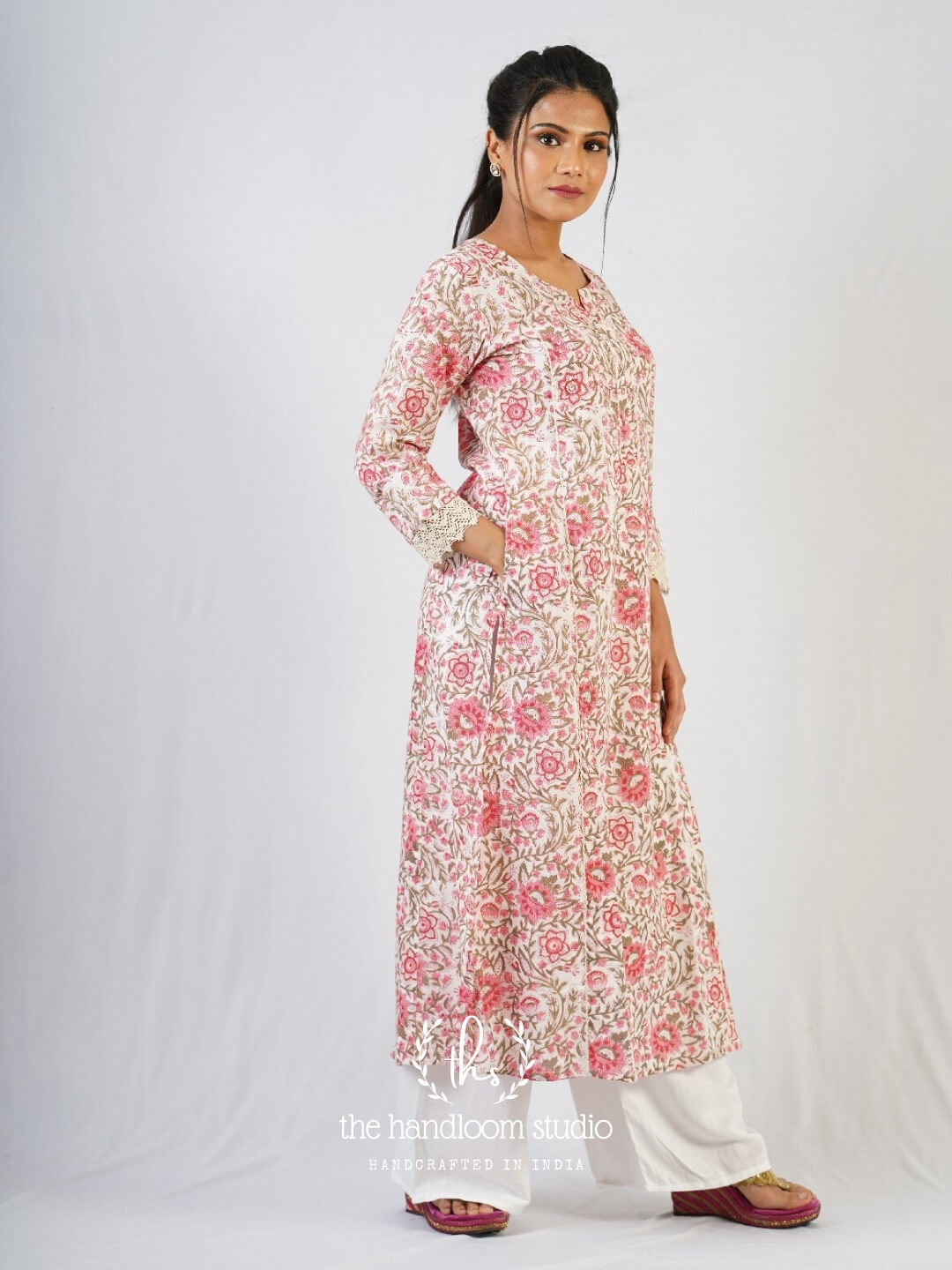 Floral handblocked printed kurta