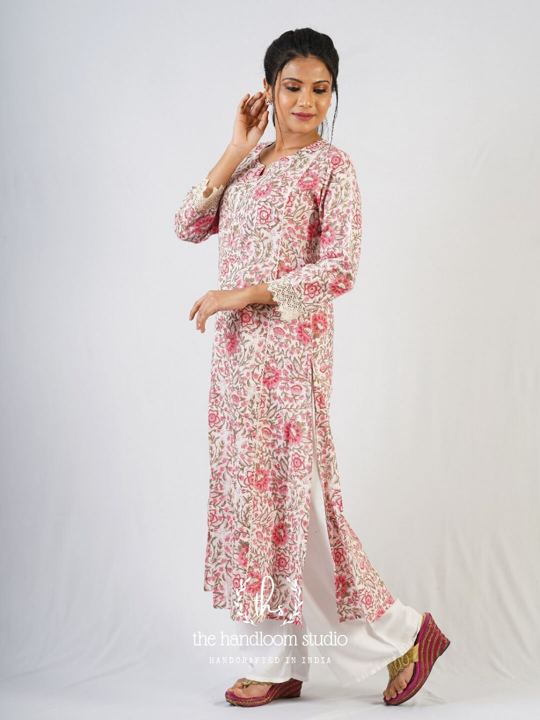 Floral handblocked printed kurta