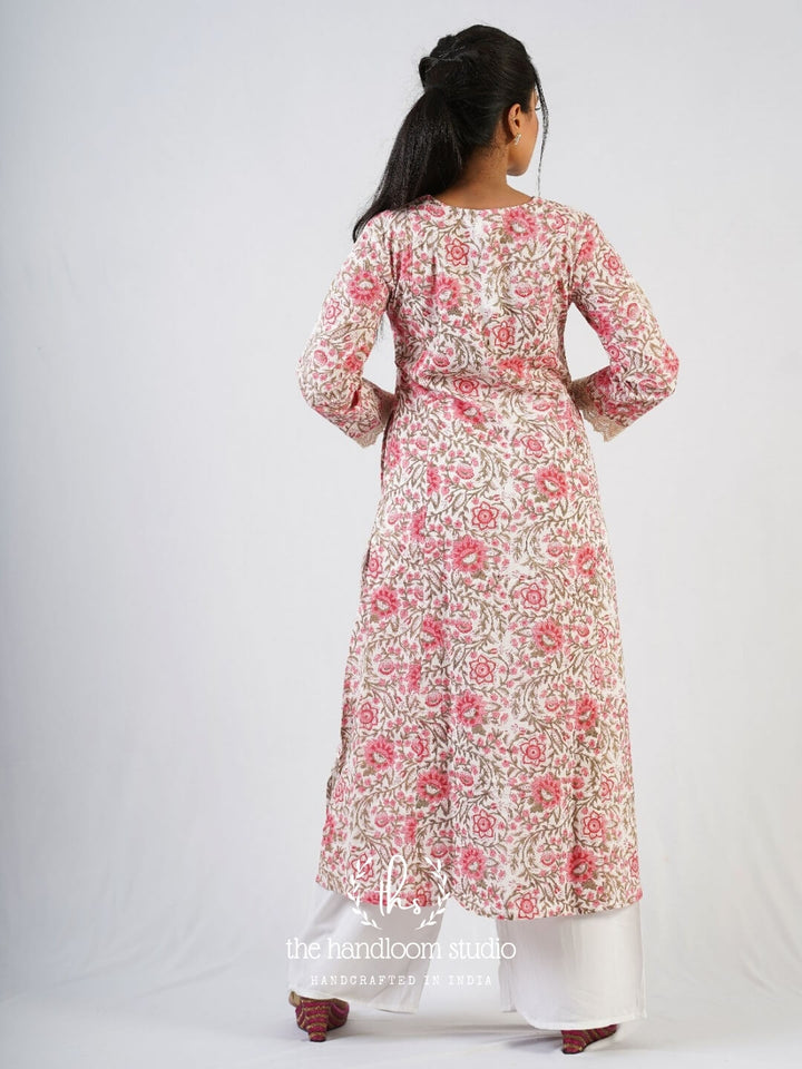 Floral handblocked printed kurta