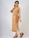 Yellow Hand Block Printed Long Kurta