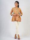 Yellow Hand Block Printed Side Tie Short Kurta