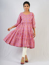 Pink Hand Block Print Kurta