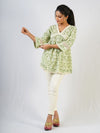 Green Short Hand Block Printed Kurta