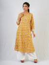 Yellow Hand Block Printed Kurta