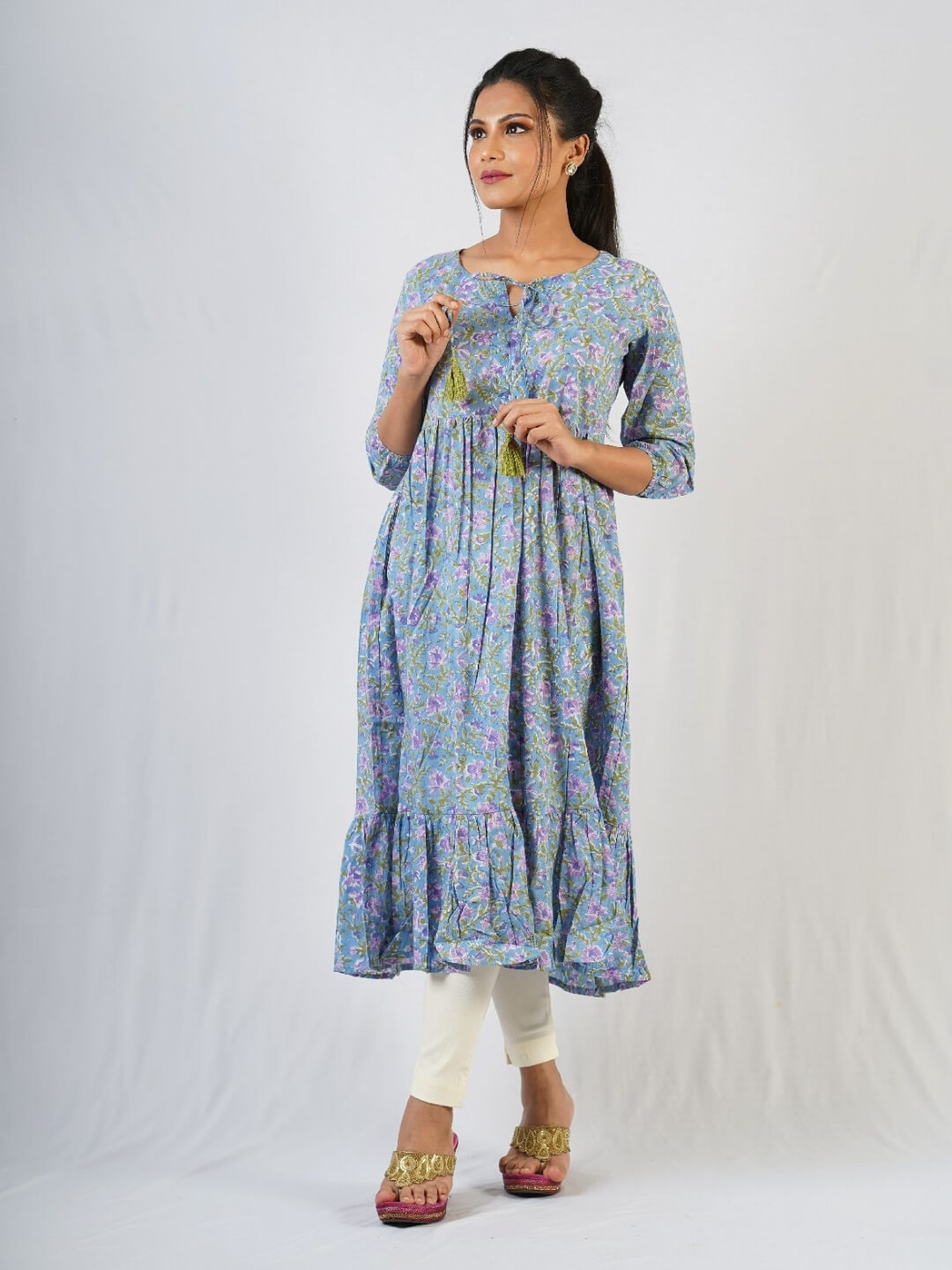 Lavender Hand Block Printed Kurta