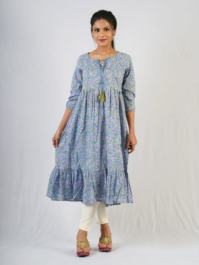 Lavender Hand Block Printed Kurta