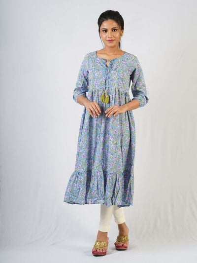 Lavender Hand Block Printed Kurta