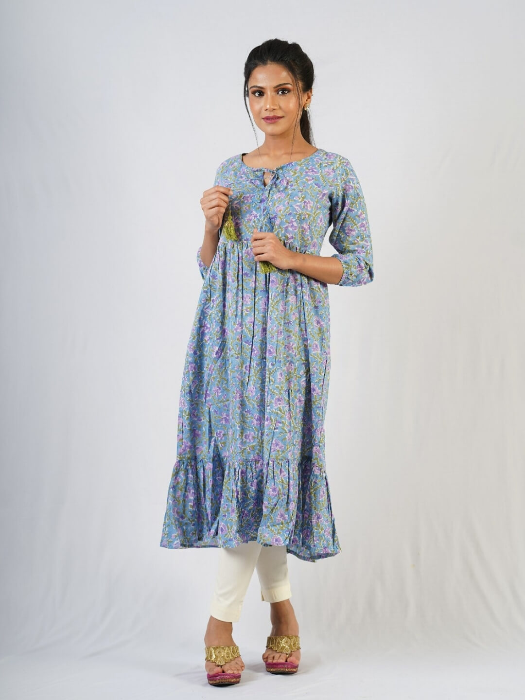 Lavender Hand Block Printed Kurta