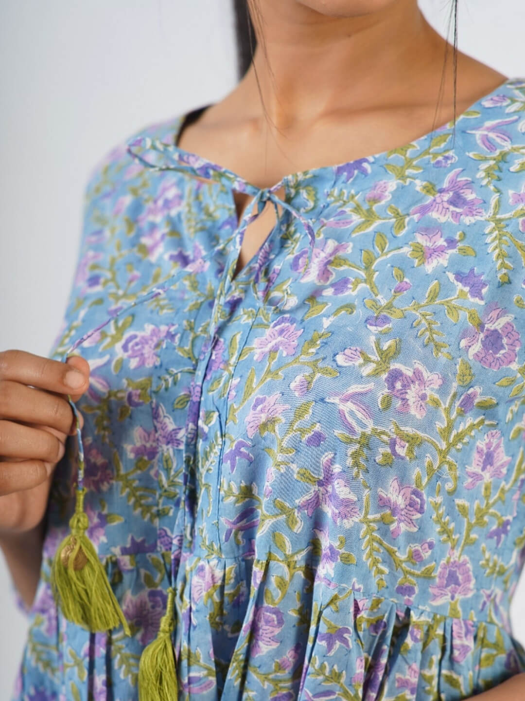 Lavender Hand Block Printed Kurta