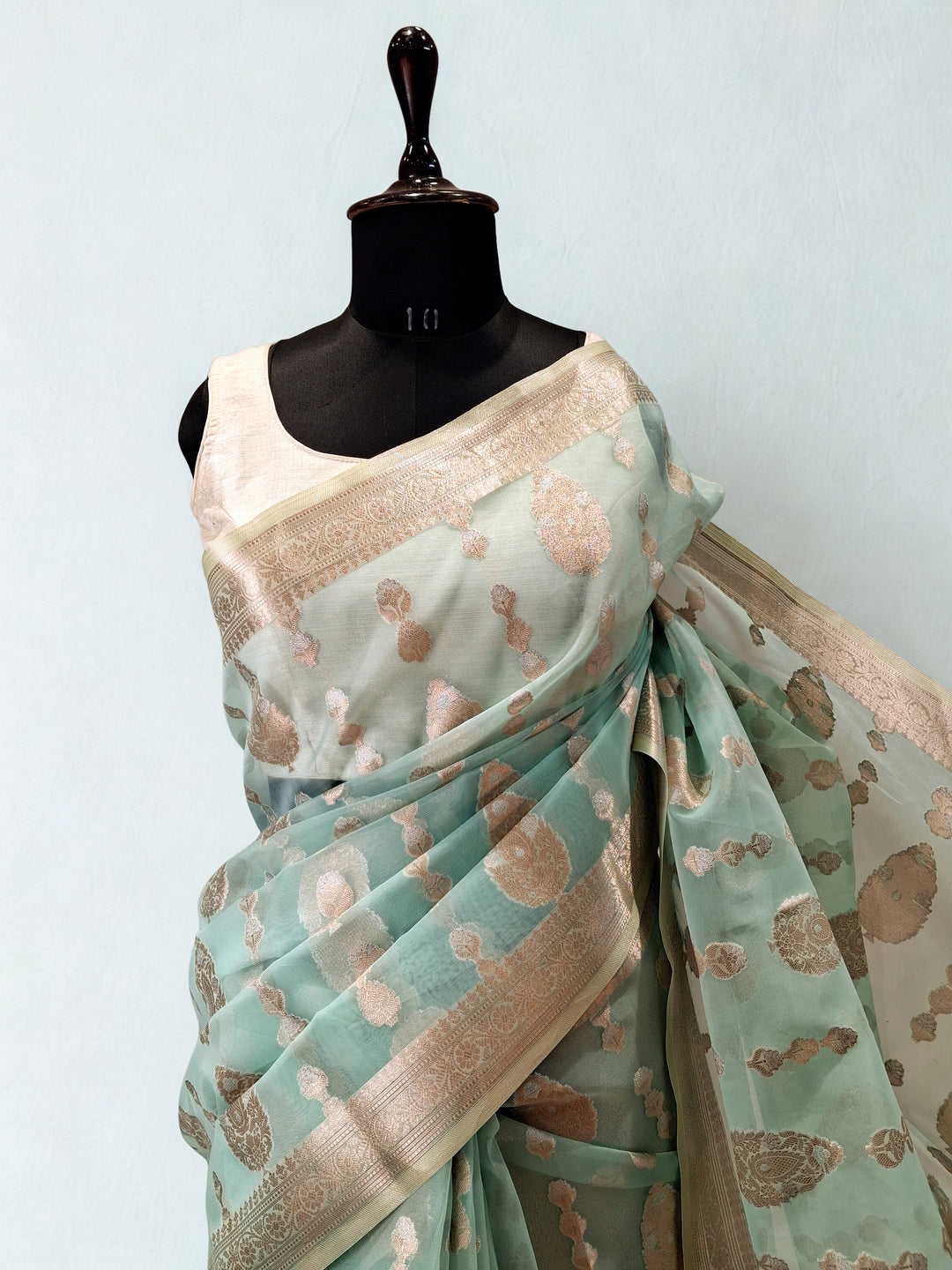 Mint Green Tissue Silk Saree
