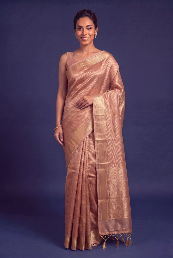 Rose Gold Tissue Saree