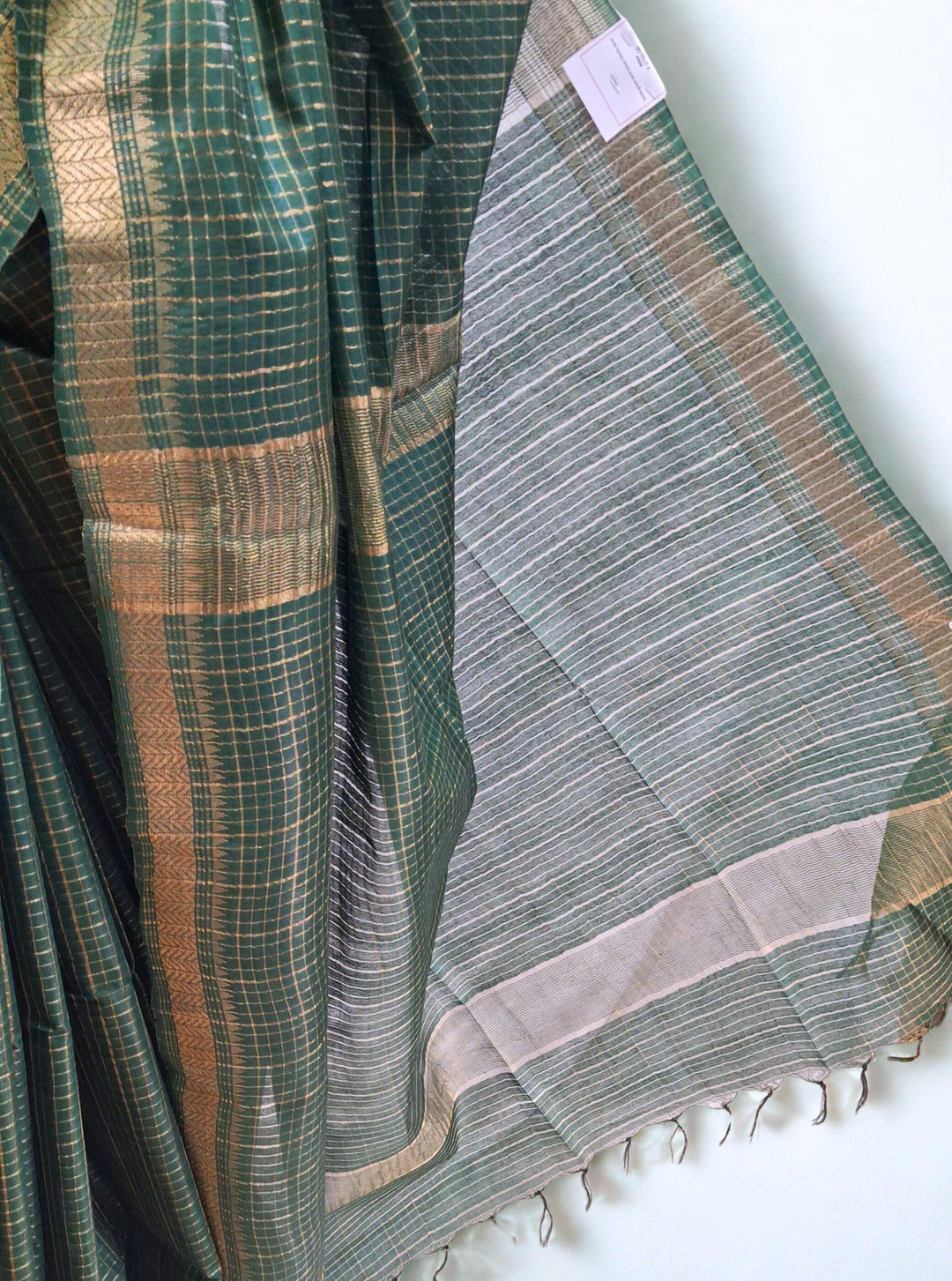 Bottle green semi tussur saree