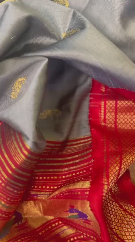 Grey Silk Paithani Saree