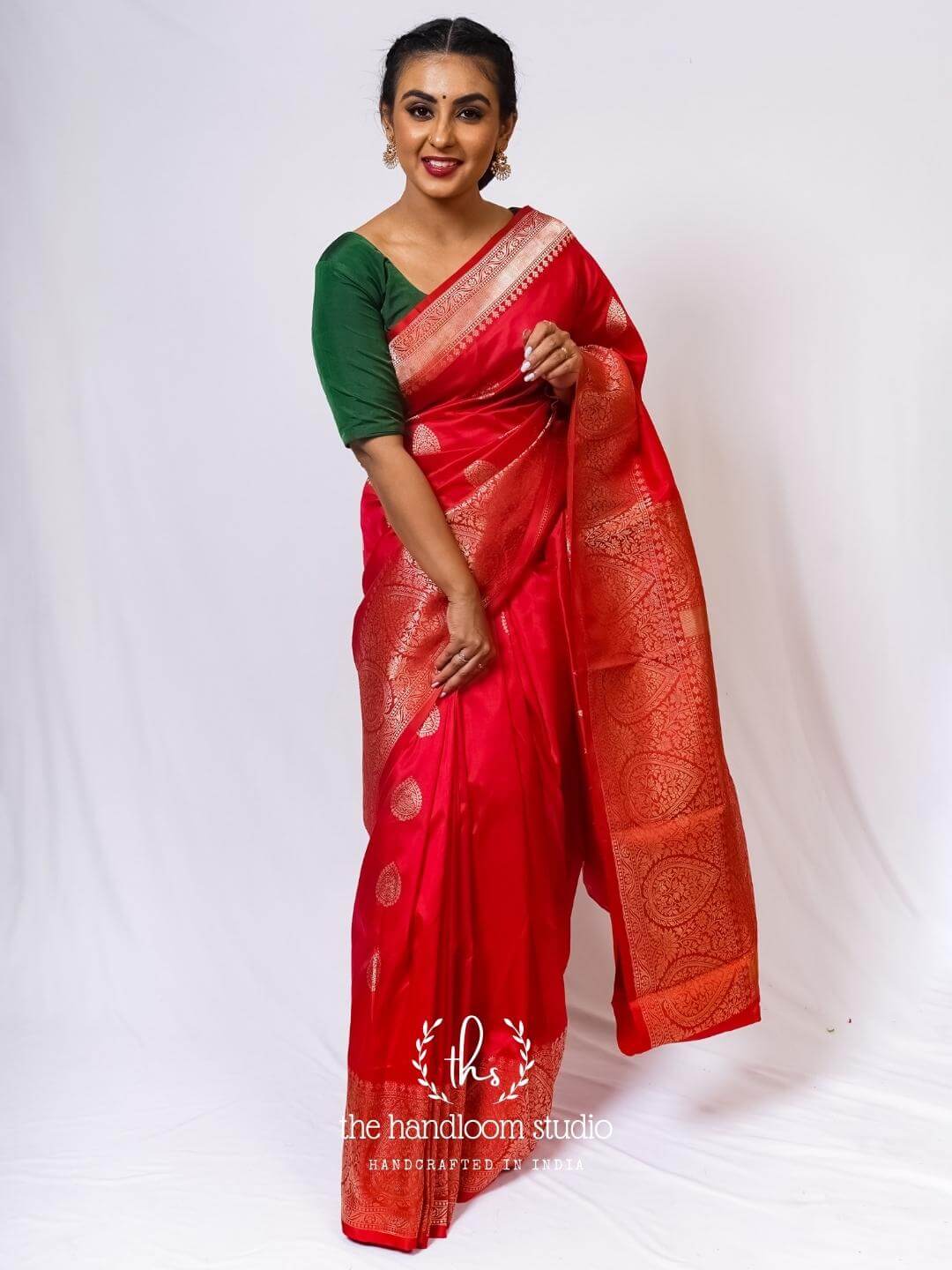Red pure silk banarasi saree