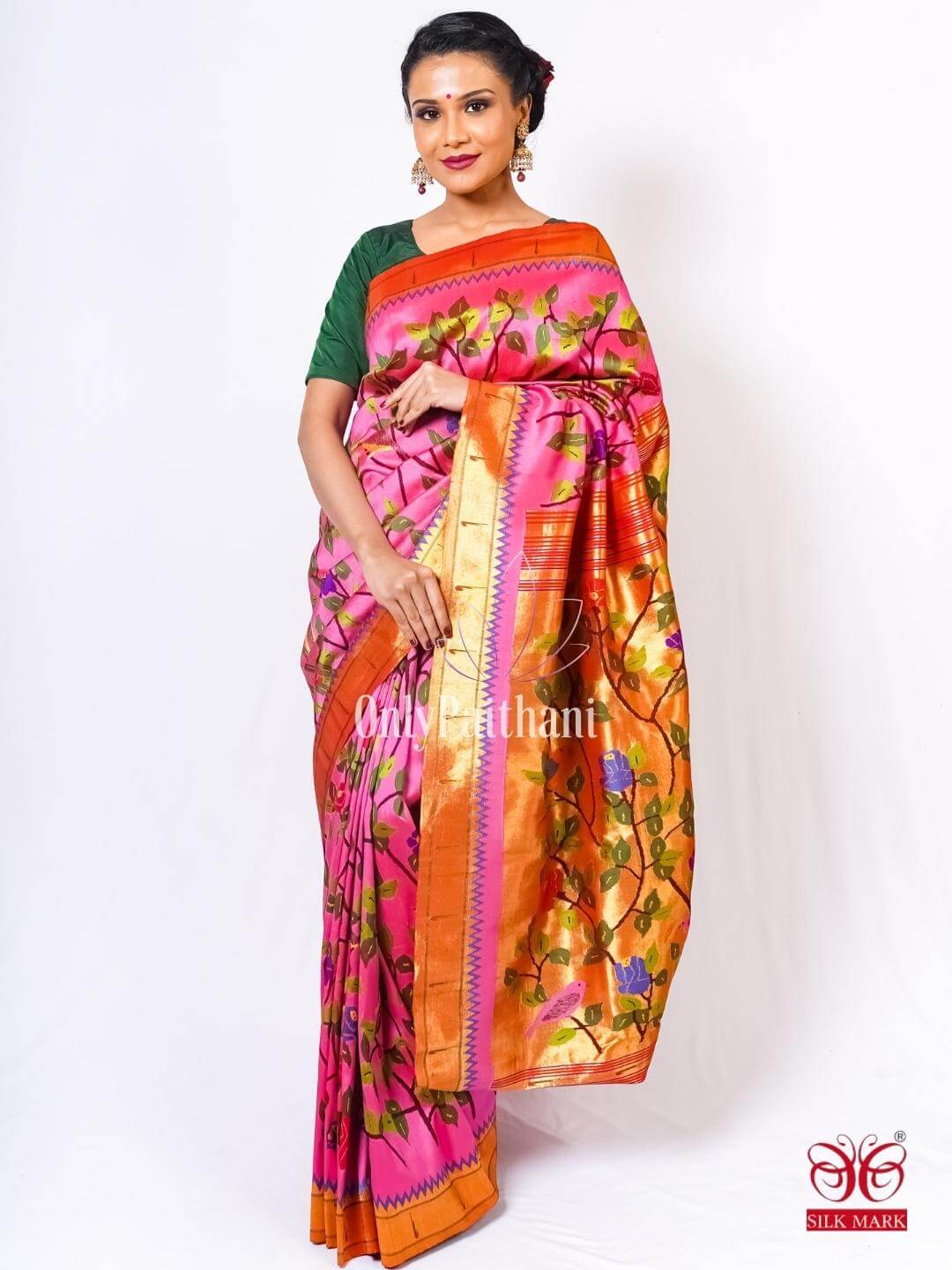 Baby pink all over pure silk paithani saree