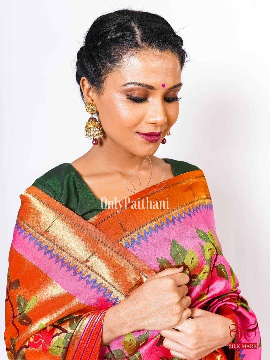 Baby pink all over pure silk paithani saree