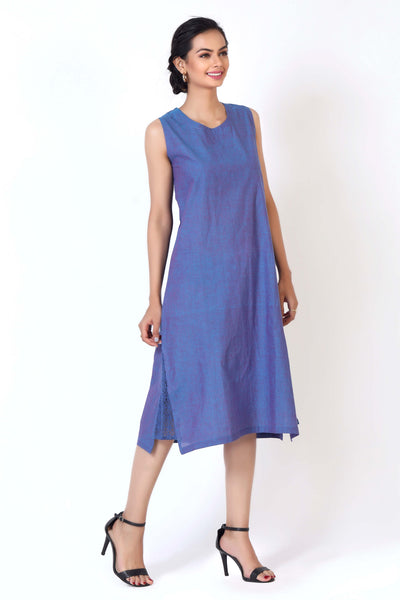 Shrug it - Blue Jamdani Dress with Pink Shrug