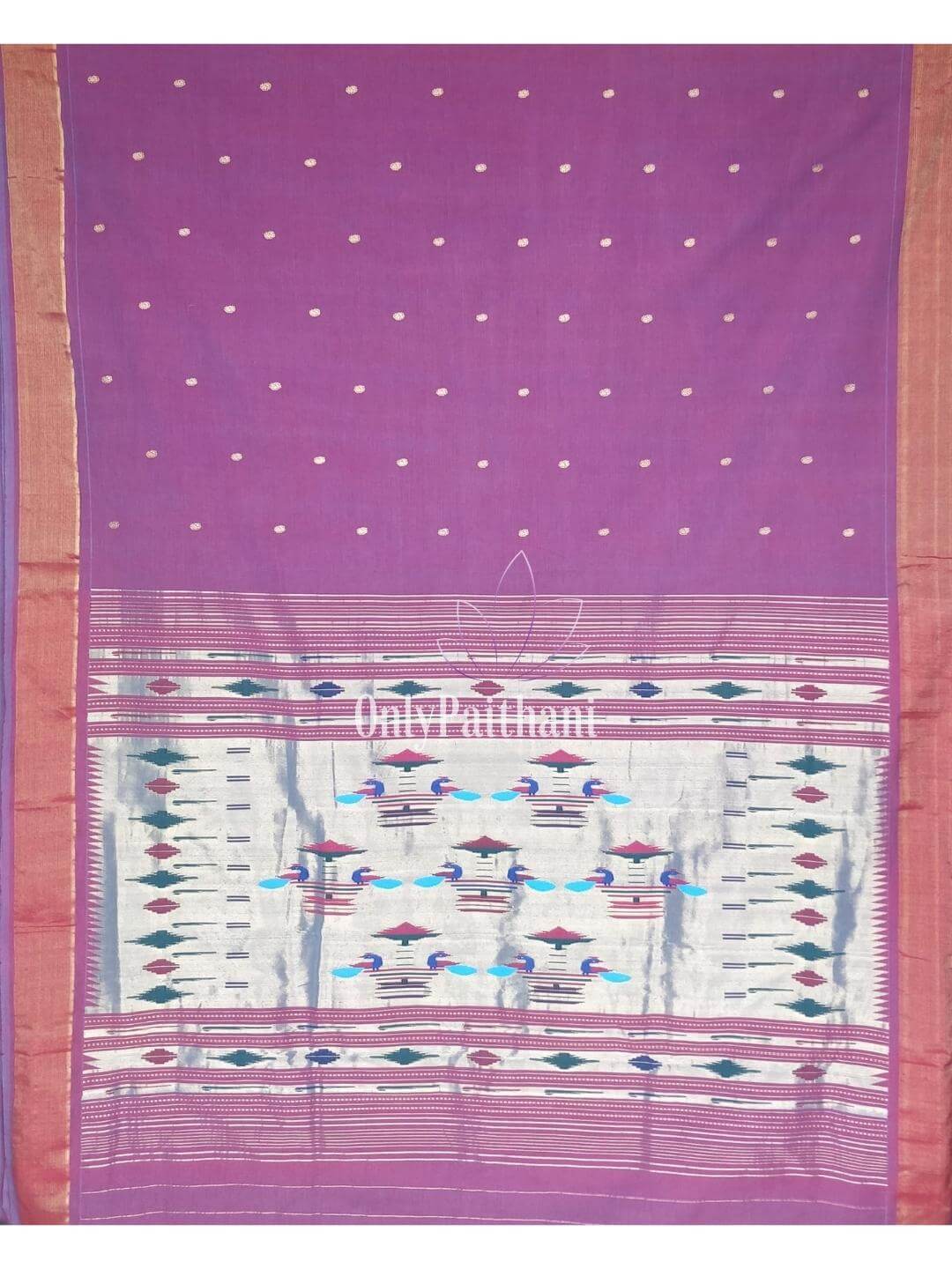 Mauve double pallu cotton paithani