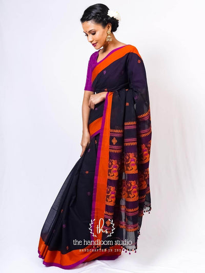 Black jamdani handloom saree