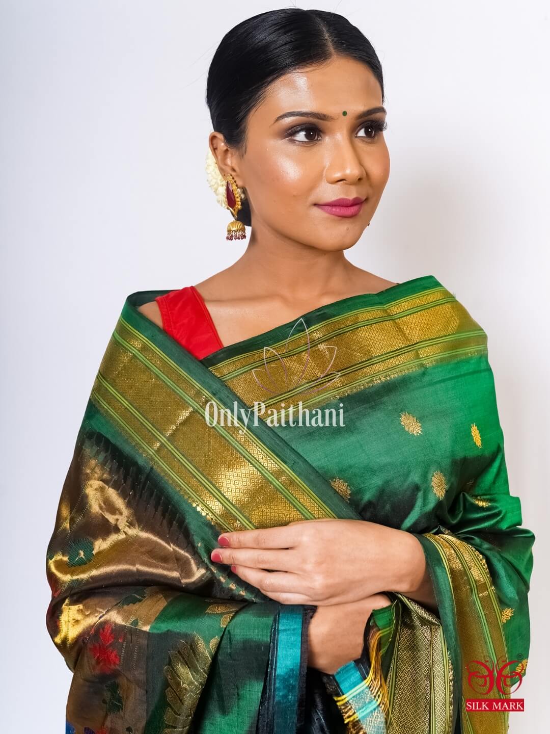 Embrace Tradition with Bottle Green Paithani Woven Silk Sarees – YNF