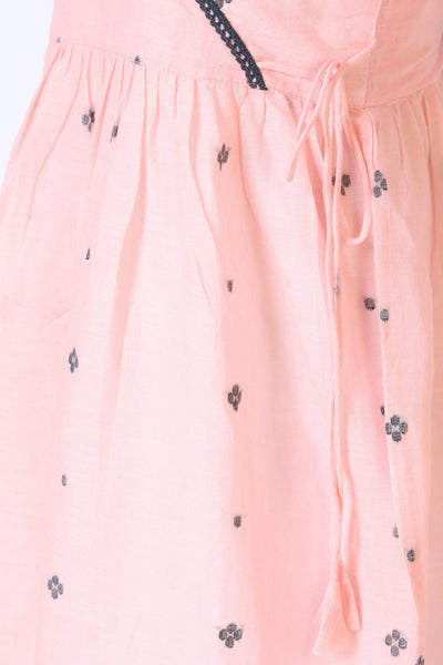 The Jamdani Side Tie Dress - Pink