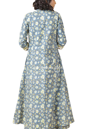 Hand Block Printed dress with overlay