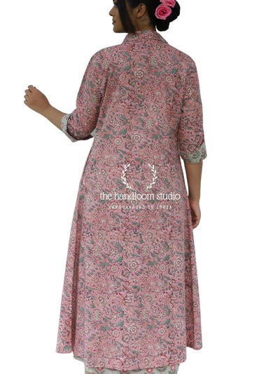 Hand Block Printed dress with overlay